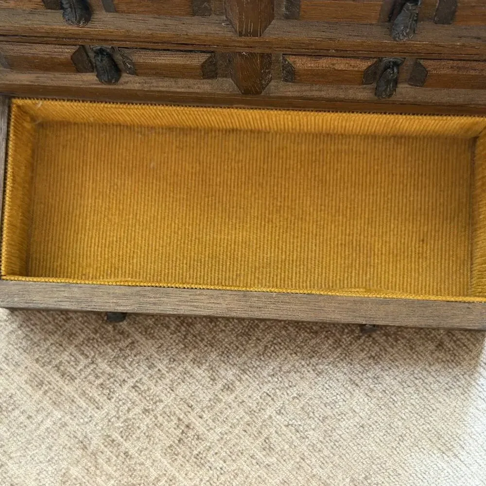 Wooden MUSICAL Jewelry Box MELE Japan Jewel Case 3 Velvet Lined Drawers Vintage